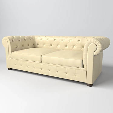 Elegant Cream Leather Sofa 3D model image 1 