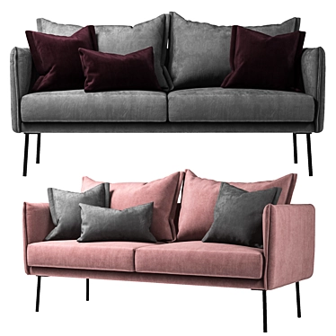 Elegant Samt-Sofa Ivy - Luxuriöses 2-Sitzer 3D model image 1 