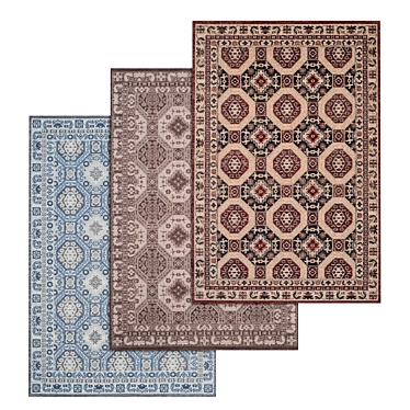 Premium Carpet Collection: Set of 3 High-Quality Textured Carpets 3D model image 1 