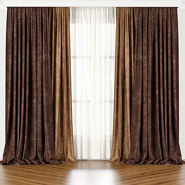 Elegant Curtain Collection - Set of 3 3D model image 1 