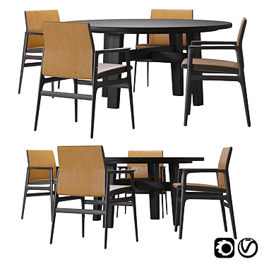Poliform Ipanema Chair & Home Hotel Table: Stylish Set 3D model image 1 