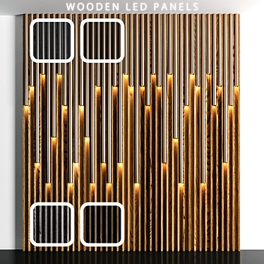 Wooden Panel LED Lights 3D model image 1 