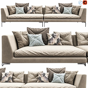 Sleek B&B Italia Charles Sofa 3D model image 1 