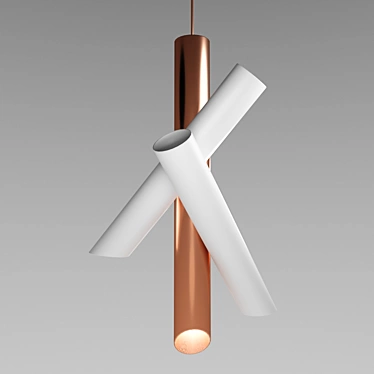 Gold Metal Pendant Light - Tubes 3D model image 1 