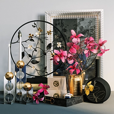 Decorative set with magnolia flower