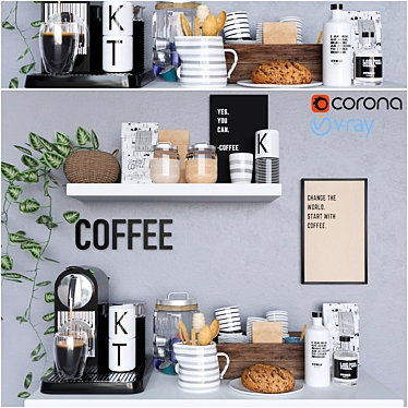 Home Coffee Bar Set 3D model image 1 