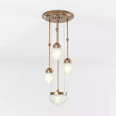 Pannon Pendant III: Vintage Brass Elegance 3D model image 1 