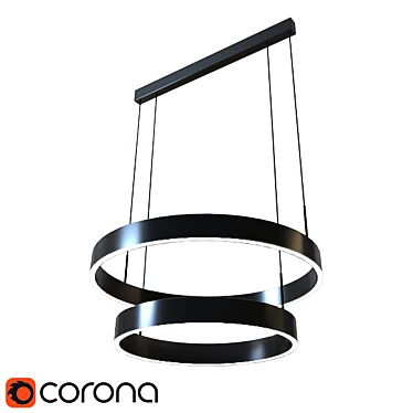 Elegant Double Ring Pendant Light 3D model image 1 