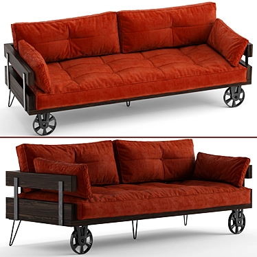 Retro-inspired Loft Vintage Sofa 3D model image 1 