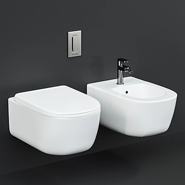 Luxury Komodo Wall-Hung WC & Bidet 3D model image 1 