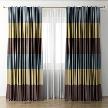 Elegant Window Drapes 3D model image 1 