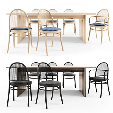 Elegant 6-8 Person Wood Dining Set 3D model image 1 