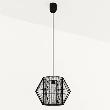 Modern Black String Pendant Light 3D model image 1 