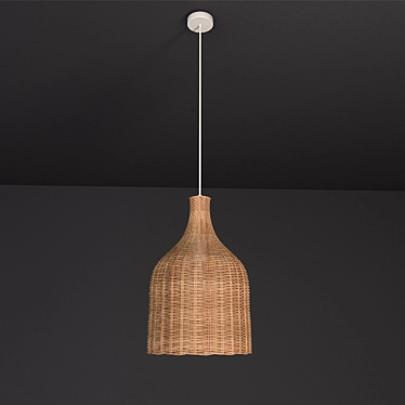 VIOKEF HAWAI Pendant: Natural Wooden Basket, E27 Lampholder 3D model image 1 