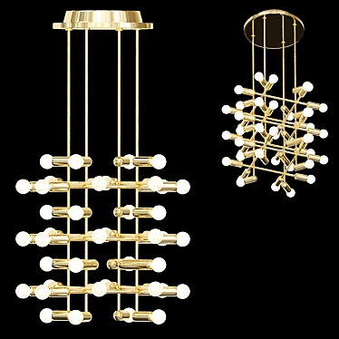 Elegant 21-Light Brass Chandelier 3D model image 1 