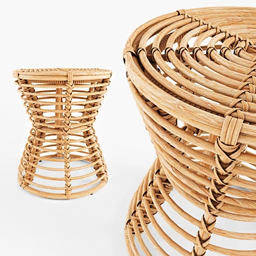 Boho Chic Luna Rattan Side Table 3D model image 1 