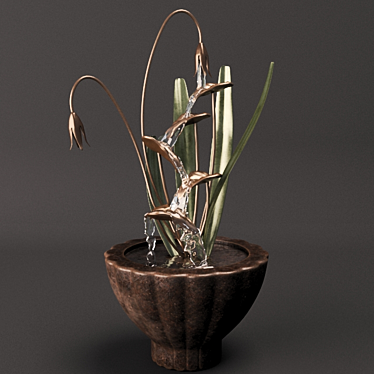 Elegant Water Blossom: Fountain Flowerpot 3D model image 1 