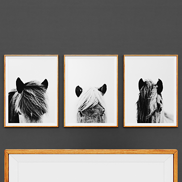 Rustic Trio: Wooden Framed Picture Set 3D model image 1 