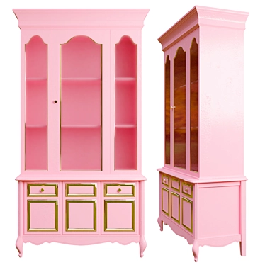 Title: Rose Pink 3-Door Cabinet 3D model image 1 
