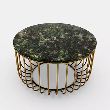 Elegant Green & White Marble Coffee Table 3D model image 1 