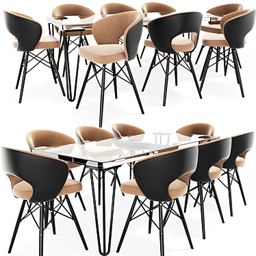 Oslo Dining Set: Elegant Eight Seater with Turbo Boost 3D model image 1 