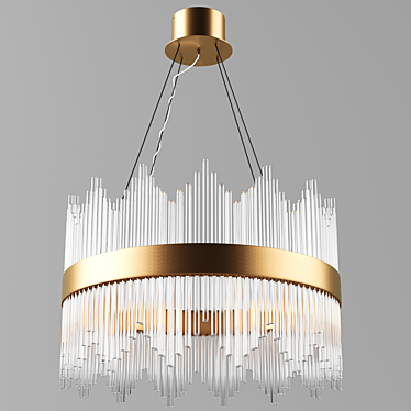 Title: Art Deco Glass Strip Chandelier 3D model image 1 