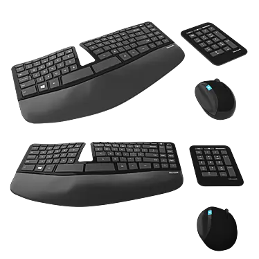 Elevate Your Comfort: Microsoft Ergonomic Keyboard Set 3D model image 1 