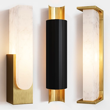 Luxurious Bronze & Onyx Sconce Set 3D model image 1 