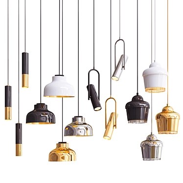 Modern Hanging Lights Mix 3D model image 1 