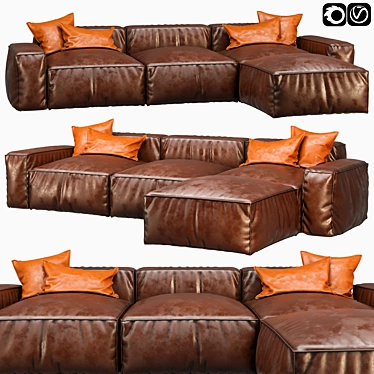 Premium Leather Sofa 01 3D model image 1 