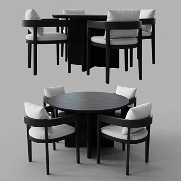 Balmain Aluminum Dining Table & Armchair 3D model image 1 