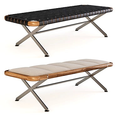 Modern Bench with Metal Frame: Axxia Cuoio 3D model image 1 