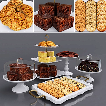 Sweet Treats Delight: Assorted Cookie Bars & Delectable Brownies 3D model image 1 