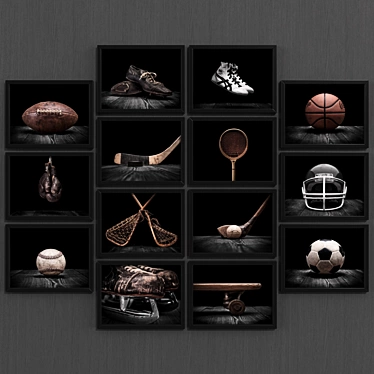 Vintage Sport Collection: Set of 140 Modern Style Paintings 3D model image 1 