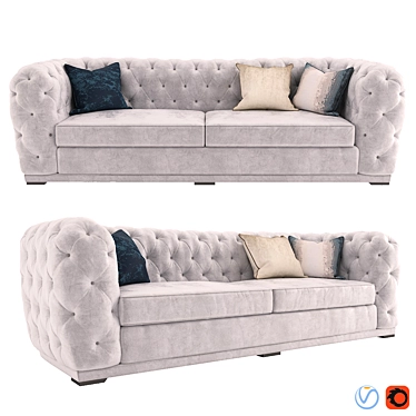 Regal Chesterfield King: Luxurious Sofa and Chair 3D model image 1 