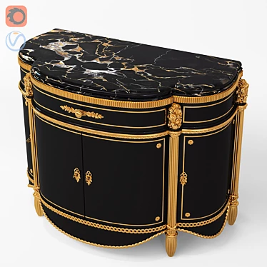 Elegant Wood & Marble Chest 3D model image 1 