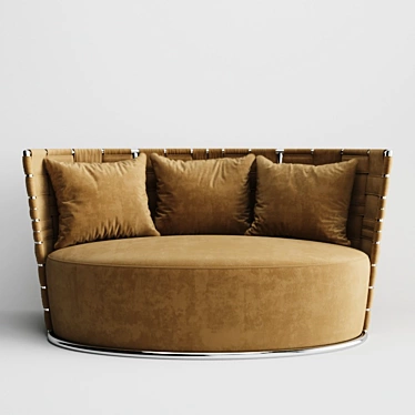 Modern Oval Woven Back Sofa 3D model image 1 