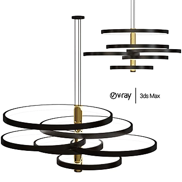 Modern Black and Gold Pendant Light 3D model image 1 