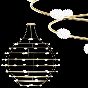 Elegant LED Brass Pendant Chandelier 3D model image 1 