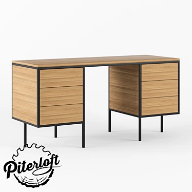 Loft-Style Audley Desk: Customizable Wood and Metal Furniture 3D model image 1 