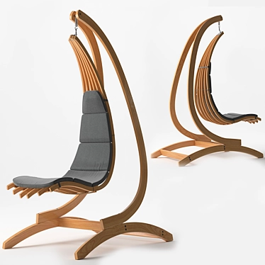 Wave Wooden Hanging Chaise: Luxury Perfection 3D model image 1 