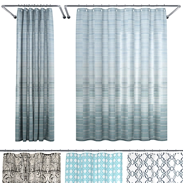 Elegant Stripe Shower Curtain Collection 3D model image 1 