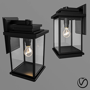 Sleek Black Outdoor Wall Sconce 3D model image 1 