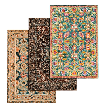 Versatile Set of 3 High-Quality Carpets 3D model image 1 