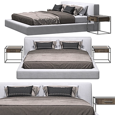 Modern RH Cloud Platform Bed & Kennan Bedside Table 3D model image 1 