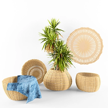 Sunshine Straw Basket 3D model image 1 