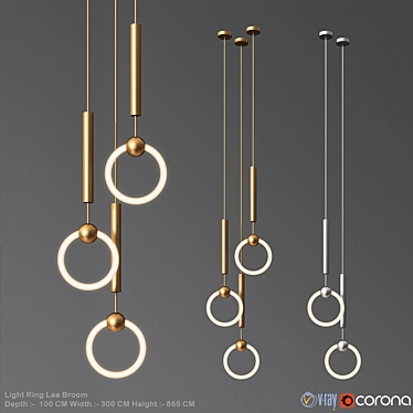 Modern Brass Glass Light Ring 3D model image 1 