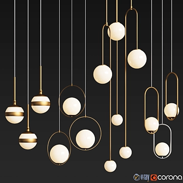 Modern Brass Ceiling Light Collection 3D model image 1 