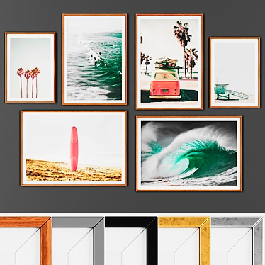 Modern 6-Piece Picture Set with Customizable Frames 3D model image 1 