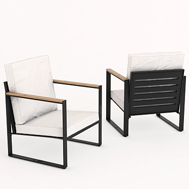 Sleek Black Welders Chair 3D model image 1 
